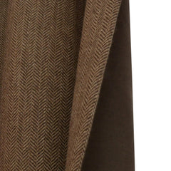 Brown Chevron Wool Curtains With Leather Tabs