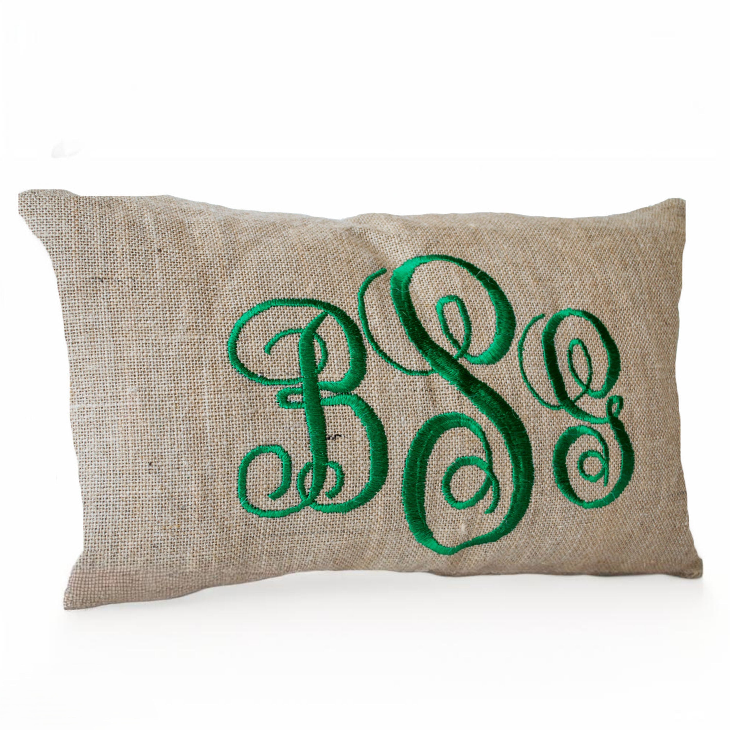 Custom Lumbar Pillow Case Cursive Three Letter Monogram Gift