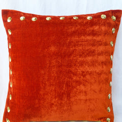 Custom Velvet Pillow Cover with Gold Sequin Embroidery