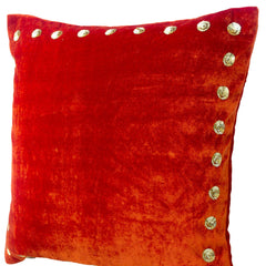 Custom Velvet Pillow Cover with Gold Sequin Embroidery