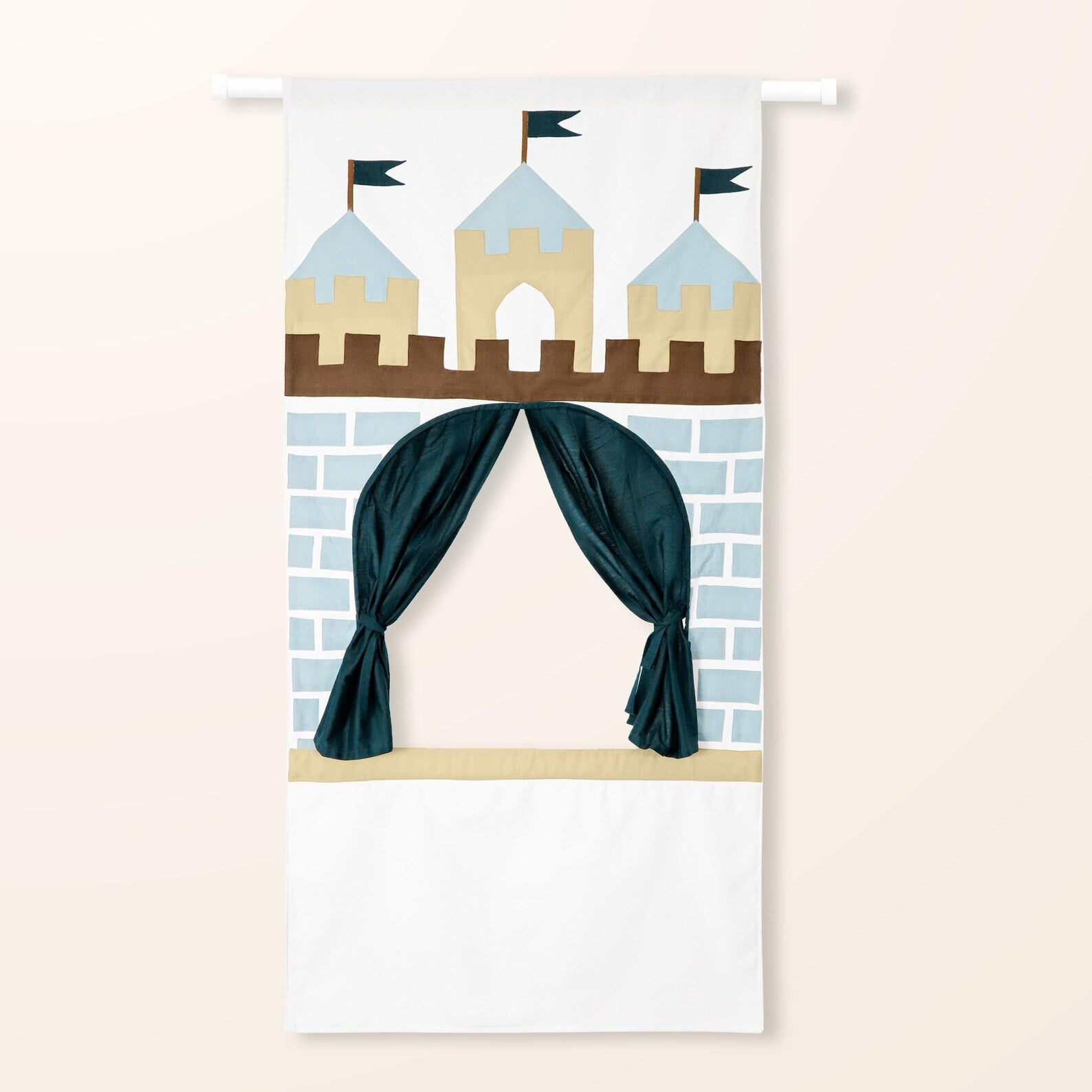 Doorway Puppet Theatre with Sword, Shield, Crown & Armor | Puppet Play Curtain | Ready-to-Gift Set for Boys and Girls