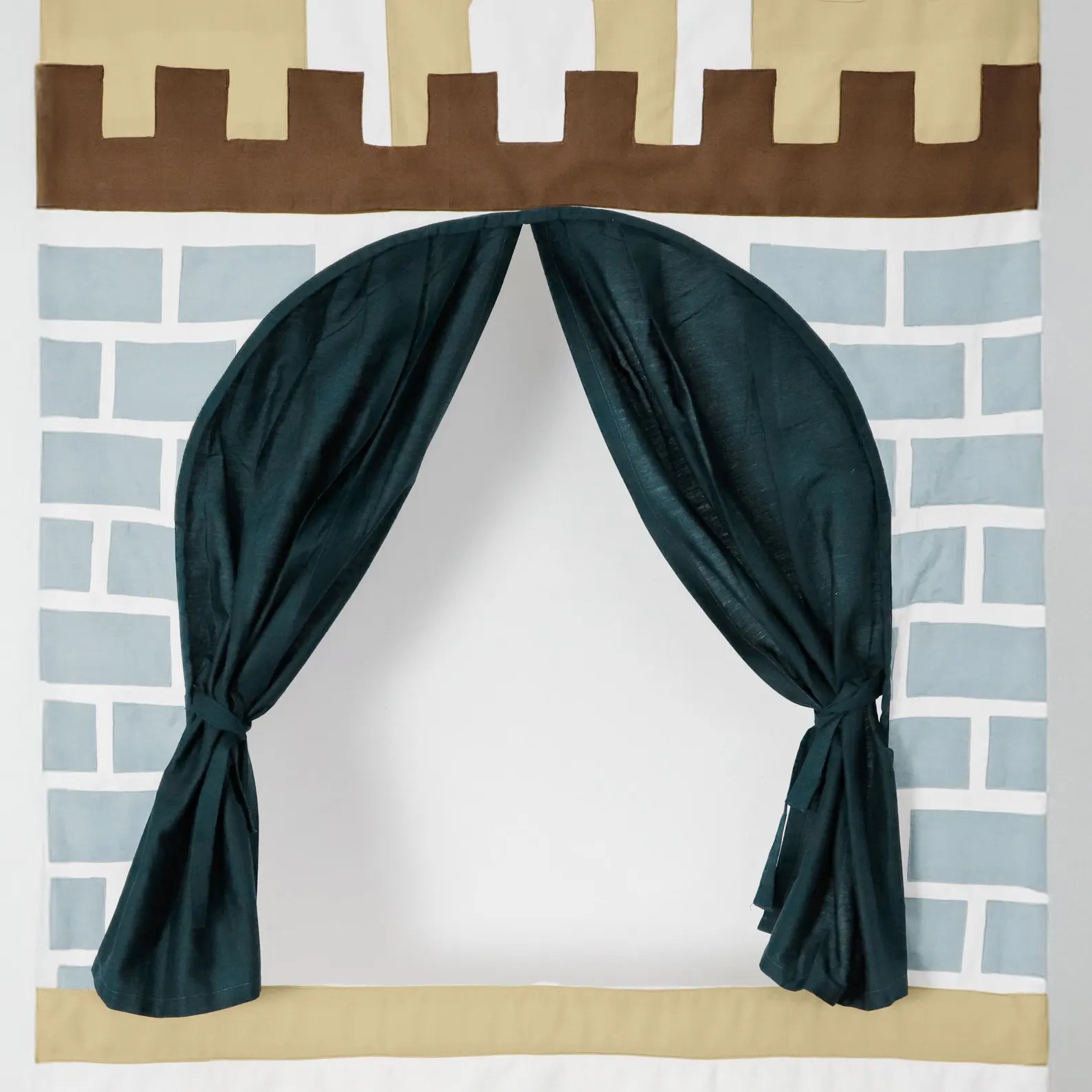 Doorway Puppet Theatre with Sword, Shield, Crown & Armor | Puppet Play Curtain | Ready-to-Gift Set for Boys and Girls
