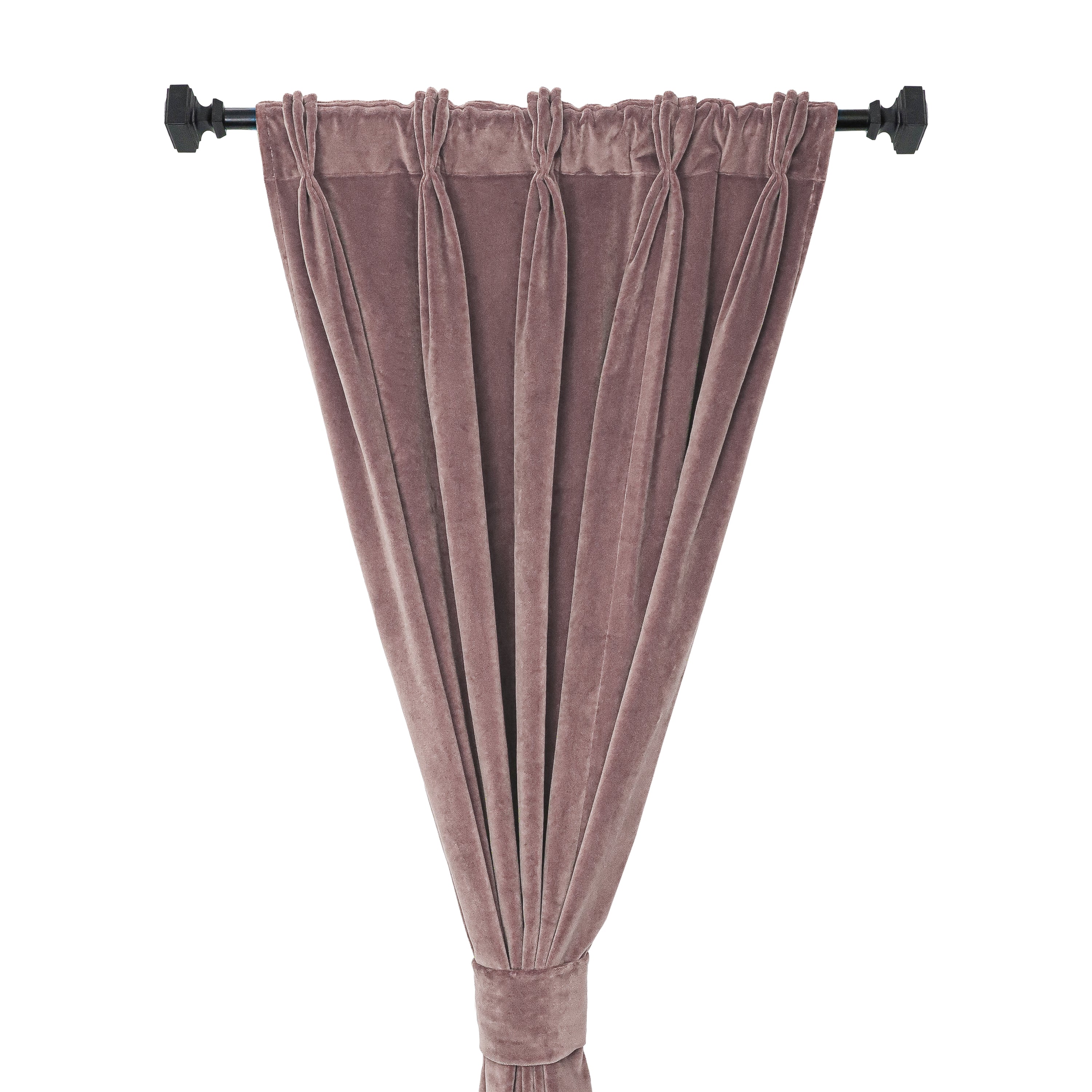 Dust Rose Cotton Velvet Pinch Pleat Curtains