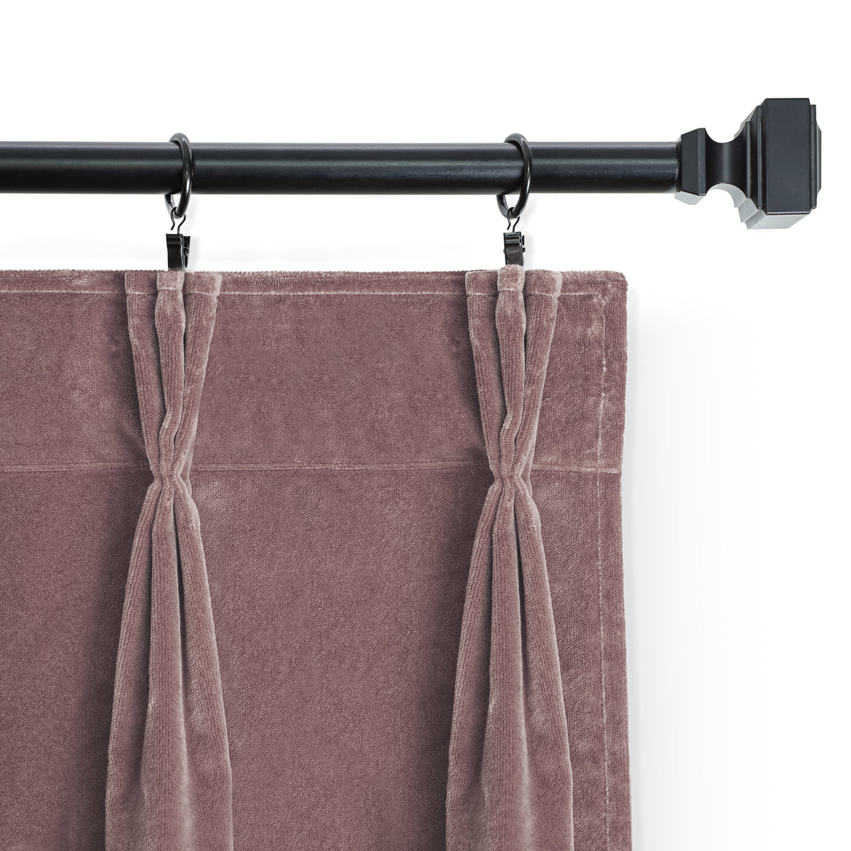 Dust Rose Cotton Velvet Pinch Pleat Curtains