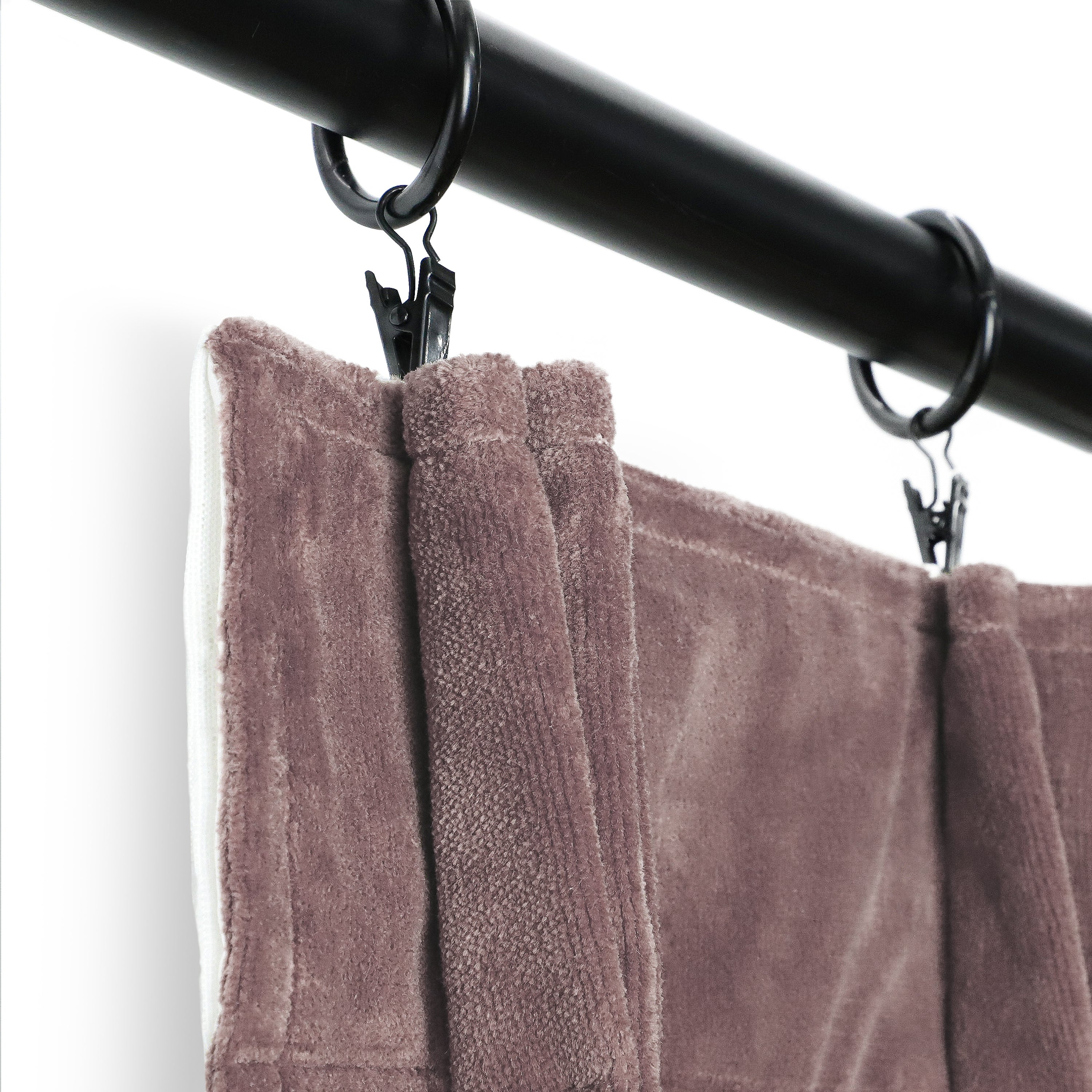 Dust Rose Cotton Velvet Pinch Pleat Curtains