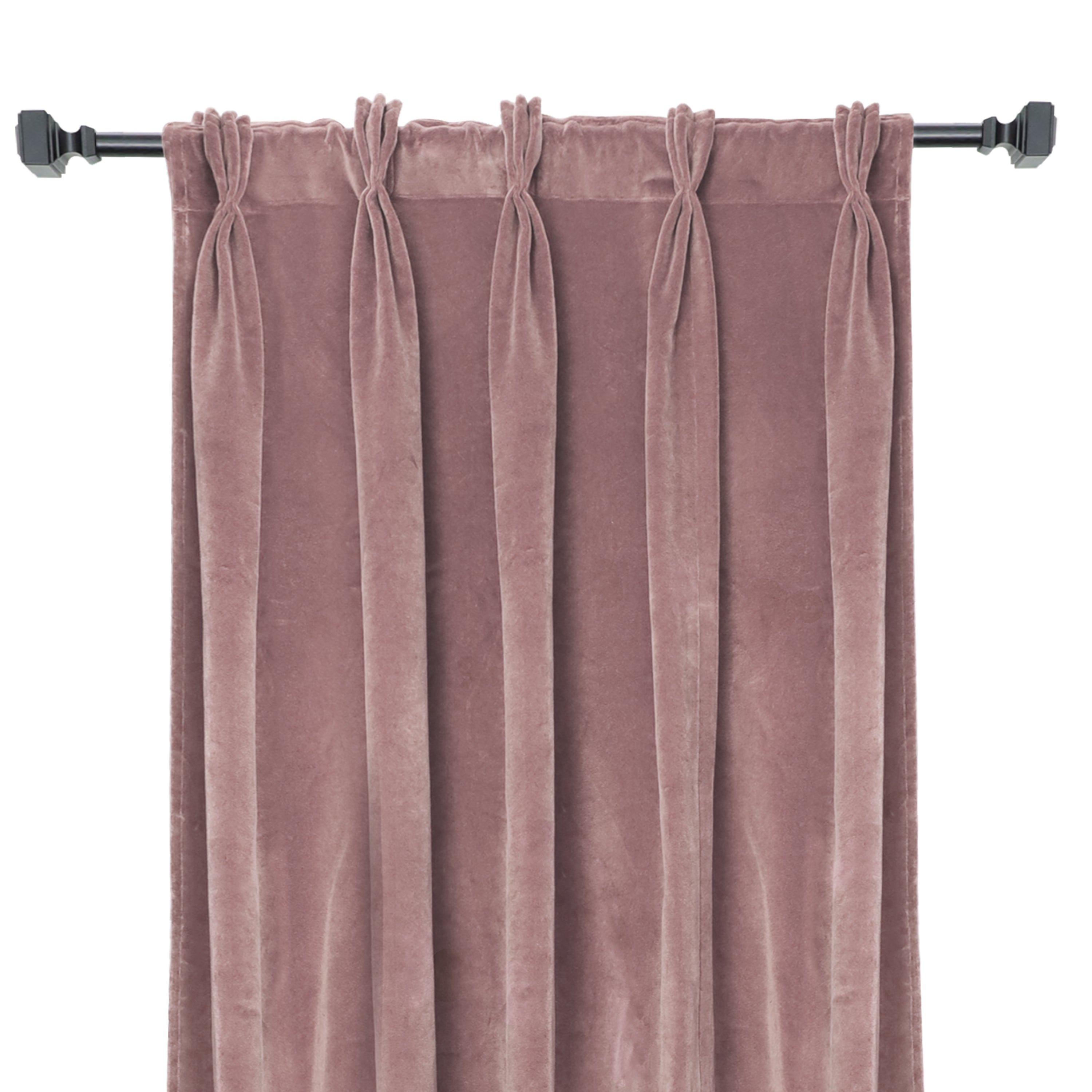 Dust Rose Cotton Velvet Pinch Pleat Curtains
