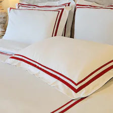 400 Thread Count Satin Cotton Duvet Cover Set with Beige Trim