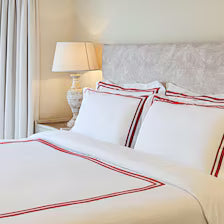 400 Thread Count Satin Cotton Duvet Cover Set with Beige Trim
