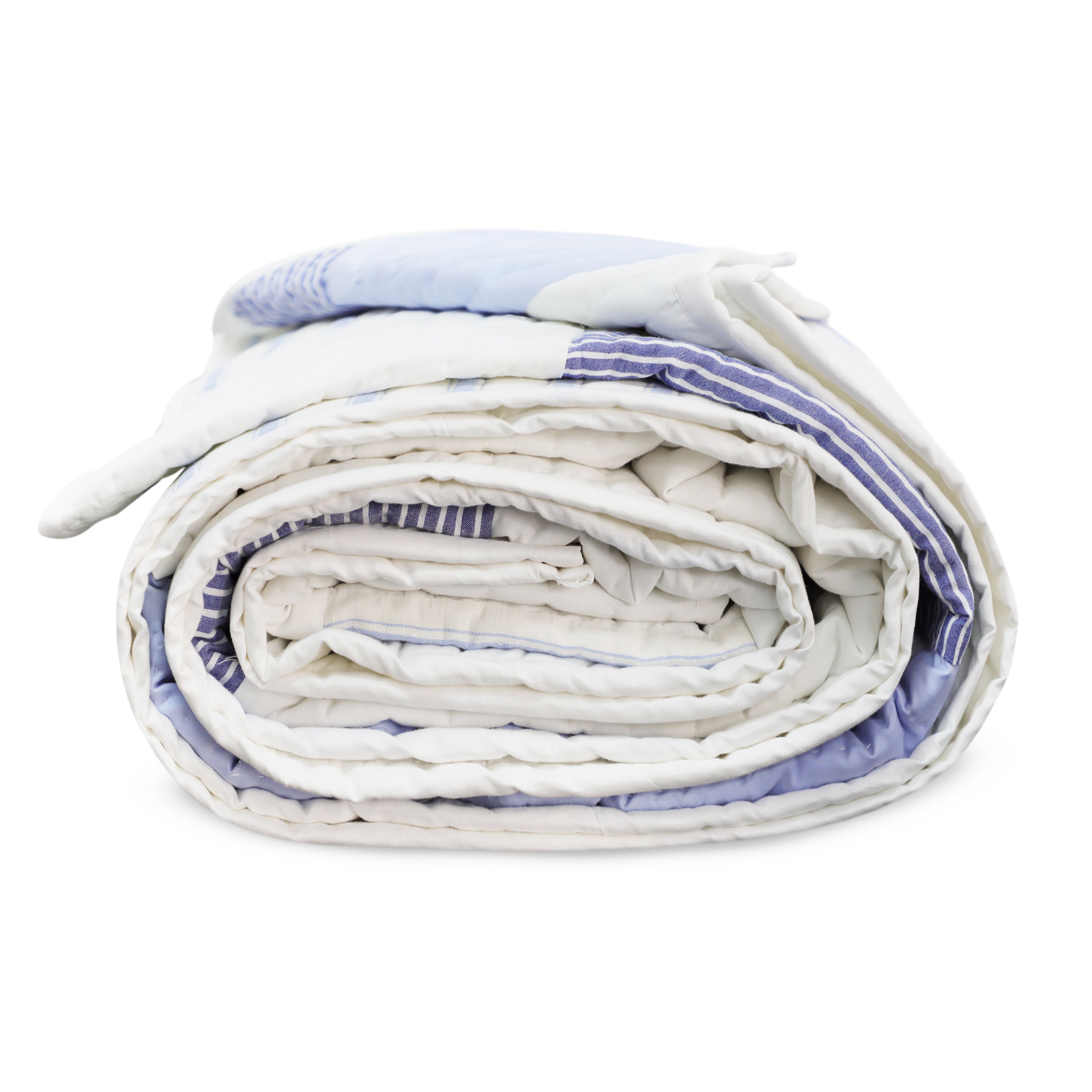 Handmade Florida Blue White Cotton Striped Quilt - Kids Comforter