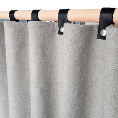 Gray Wool Curtains, Leather Ties and Trim Curtains