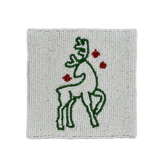 Hand Beaded Set of 6 Christmas Coasters