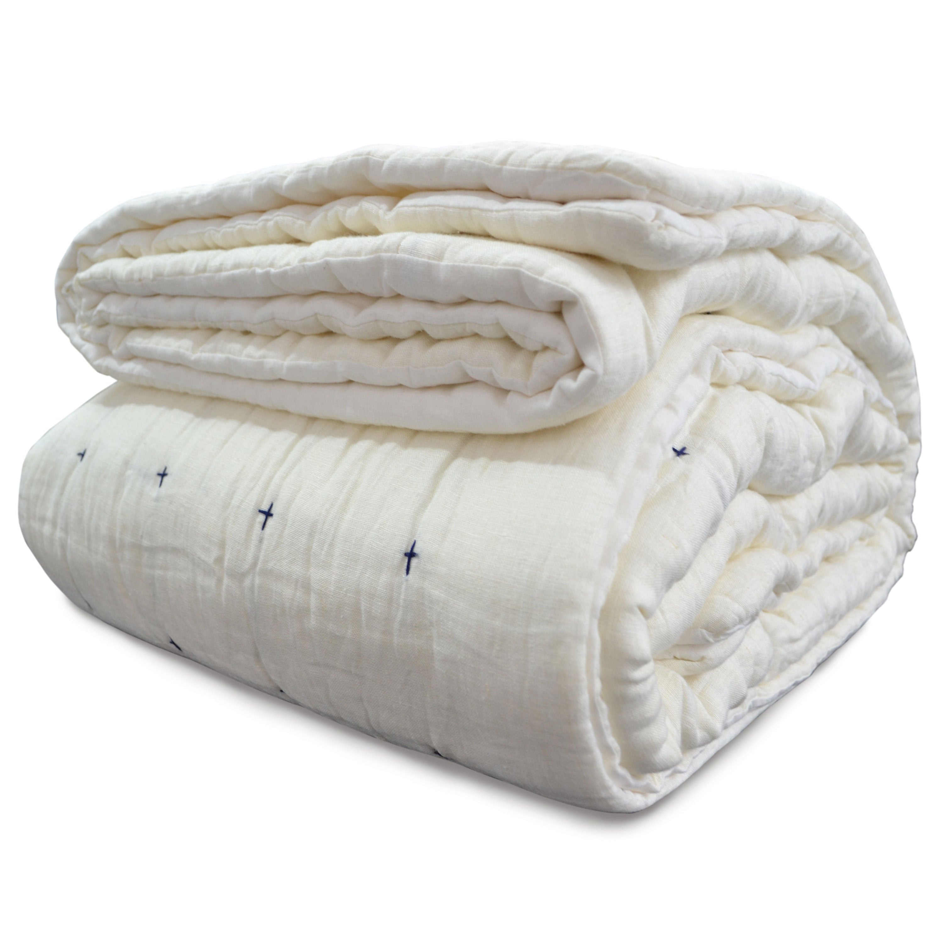 Handmade Lightweight Linen Quilt - Artisan Hand-Stitched Modern Bedding