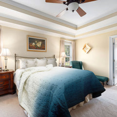 Indigo Ombre Ivory Linen Quilt: Handmade Luxury