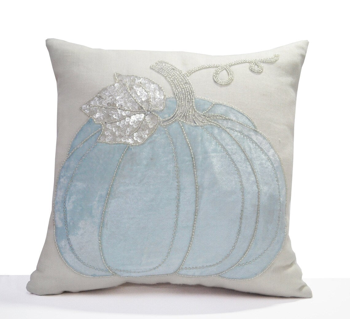 Light Gray Pumpkin Pillow Case