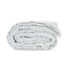 Ivory Linen Quilt With Pom Poms