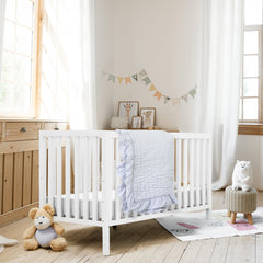Breathable Baby Cotton Quilt Blue White Ruffled Edge- Kids Comforter