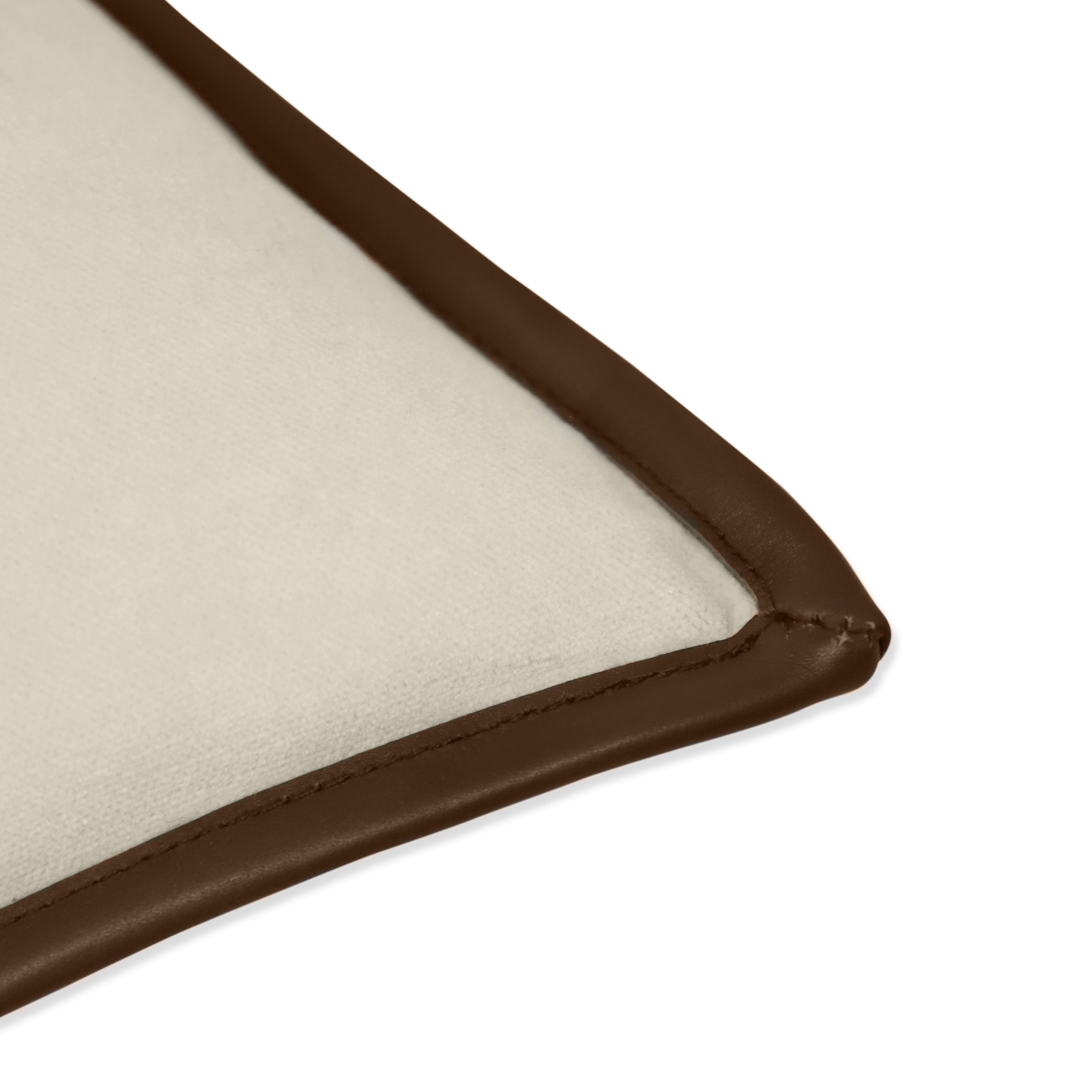 Custom Oatmeal Velvet & Leather Trim Pillow Cover