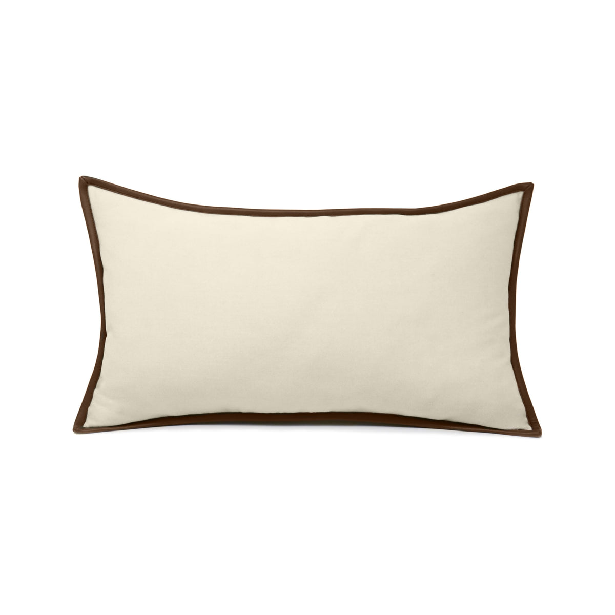 Custom Oatmeal Velvet & Leather Trim Pillow Cover
