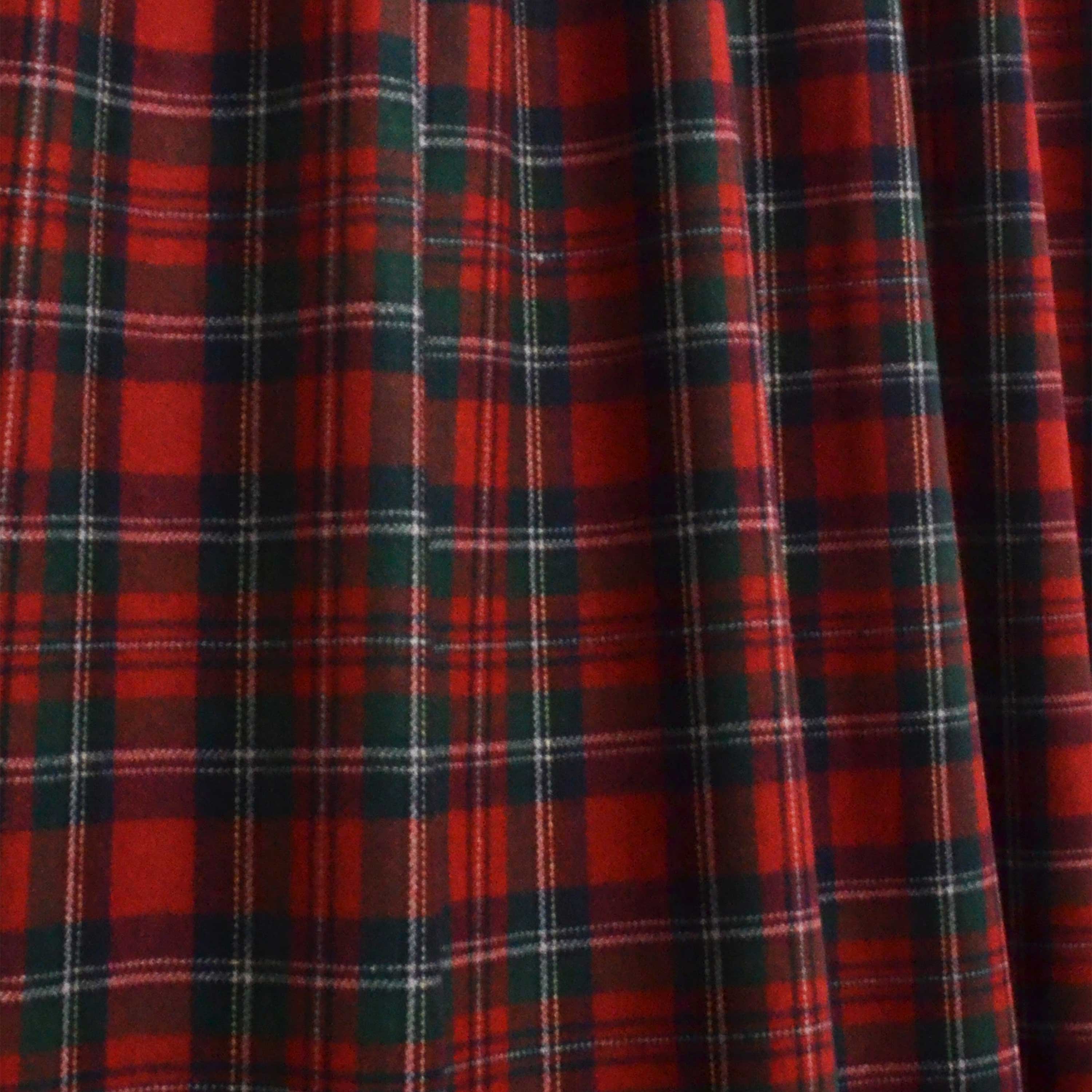 Handcrafted Red Green Plaid Wool Curtains