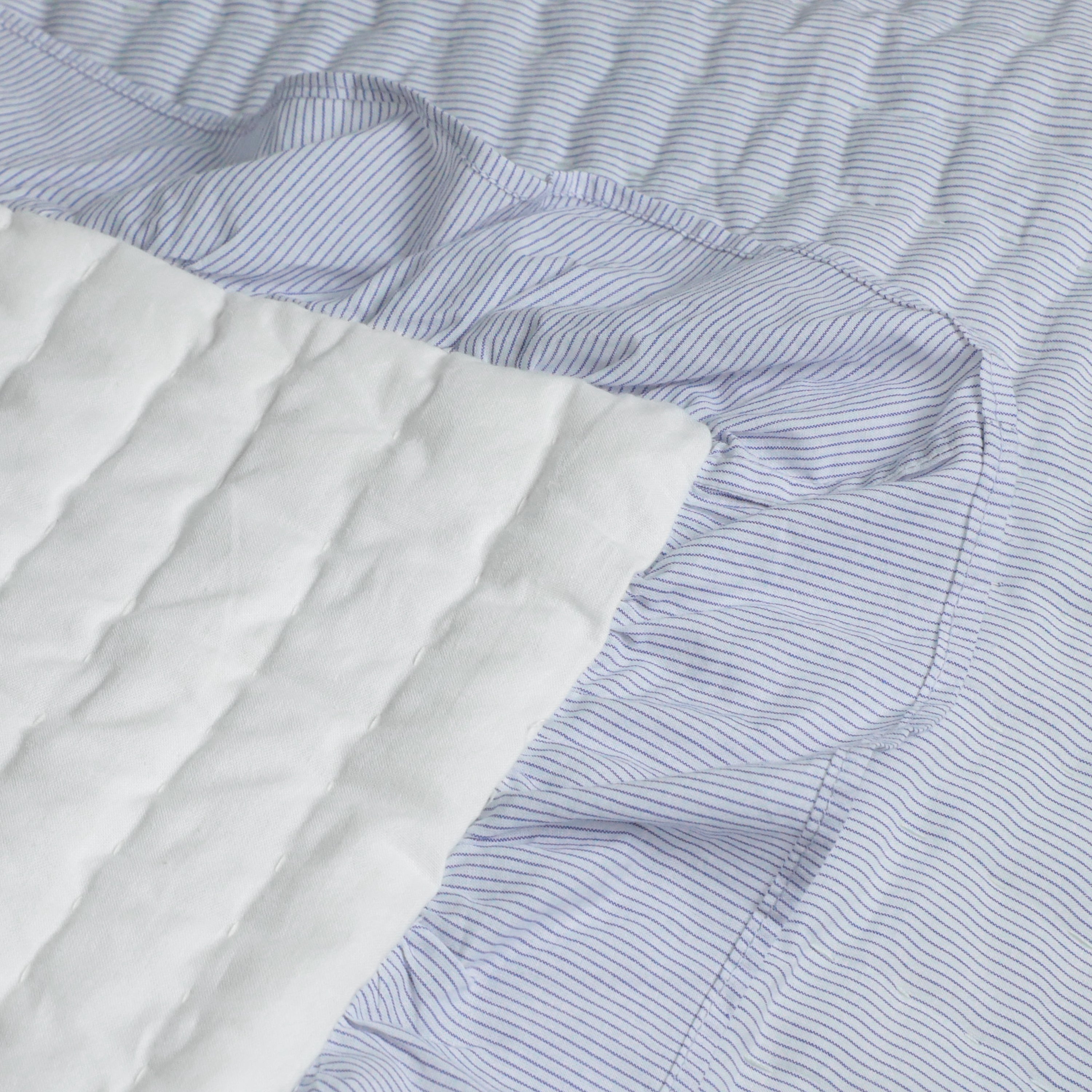 Handmade Blue White Kids Cotton Quilt with Ruffles – Toddler Bedding