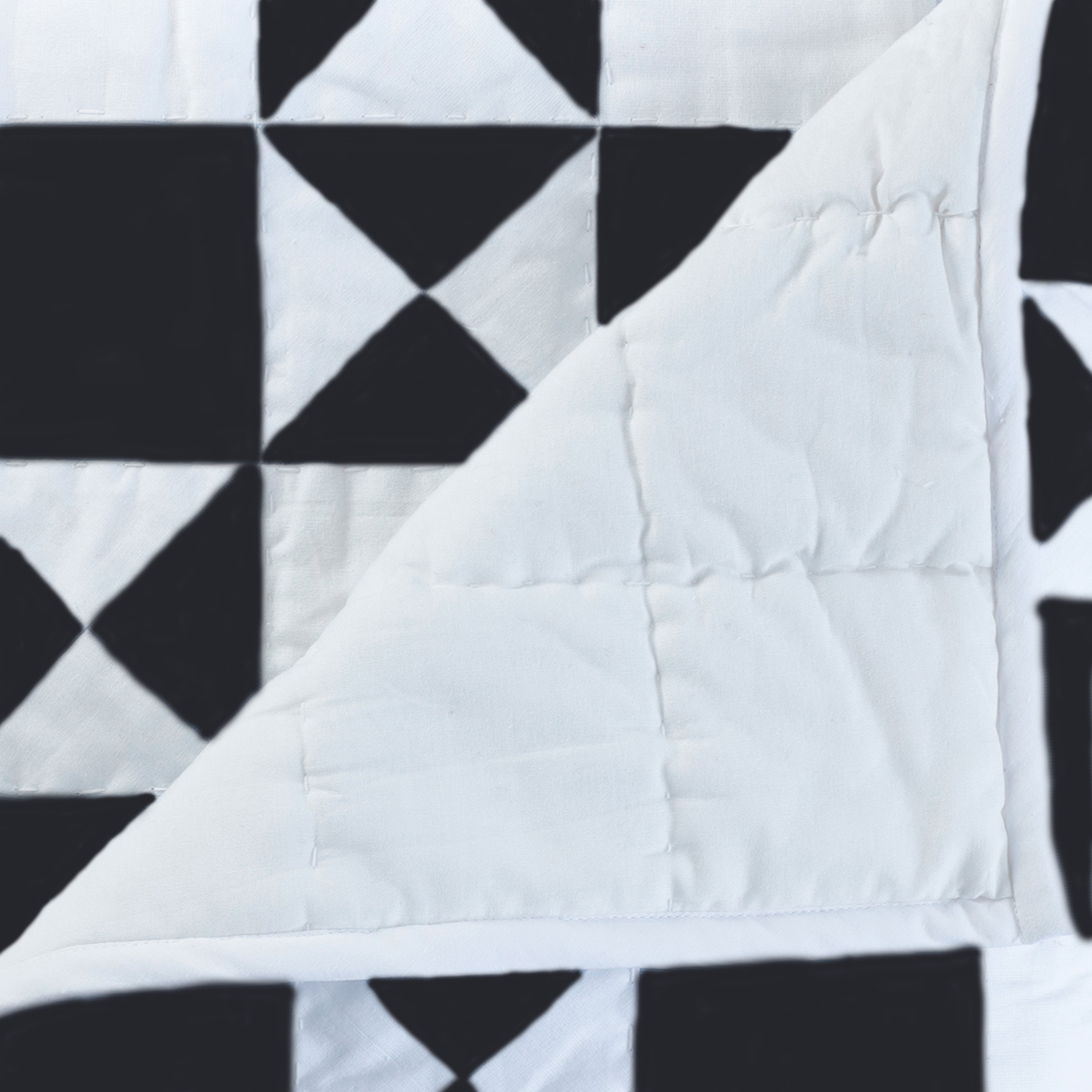 Handmade Blue White Cotton Quilt Bedspread Geometric Patchwork Bedding