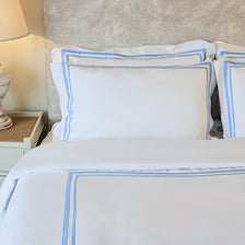 400 Thread Count Satin Cotton Duvet Cover Set with Beige Trim