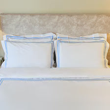 400 Thread Count Satin Cotton Duvet Cover Set with Beige Trim