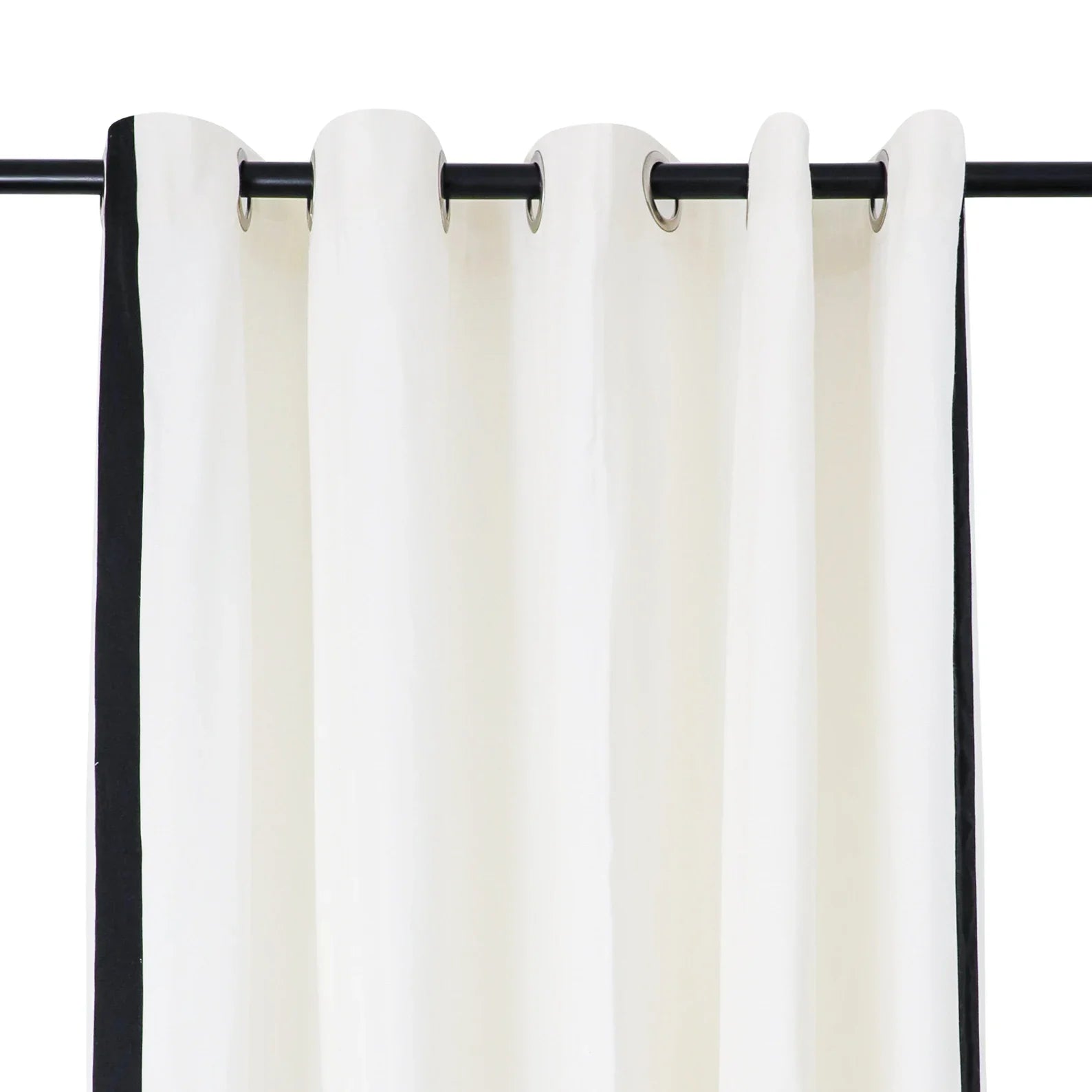 Custom Monogram Shower Curtain Ivory Black Trim | Luxury Bathroom Curtain for Homes, Hotels & Spas