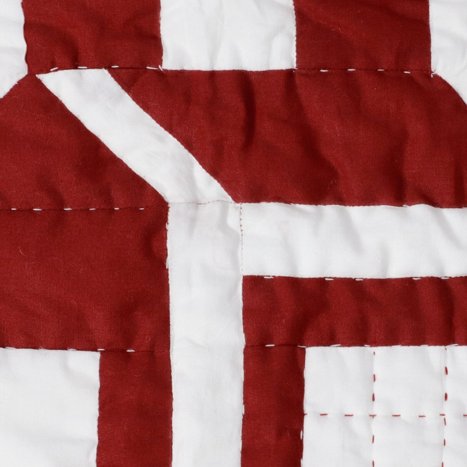 Handmade Red House Patchwork Quilt - Heirloom Cotton Bedspread, Kids Room Bedding