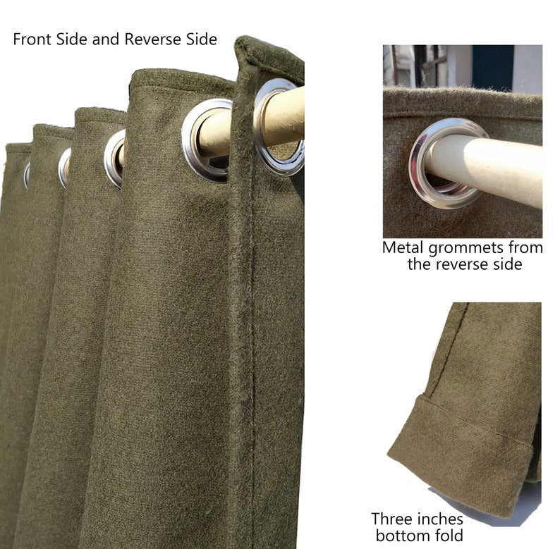 Custom Wool Curtains With Grommets For Door And Window