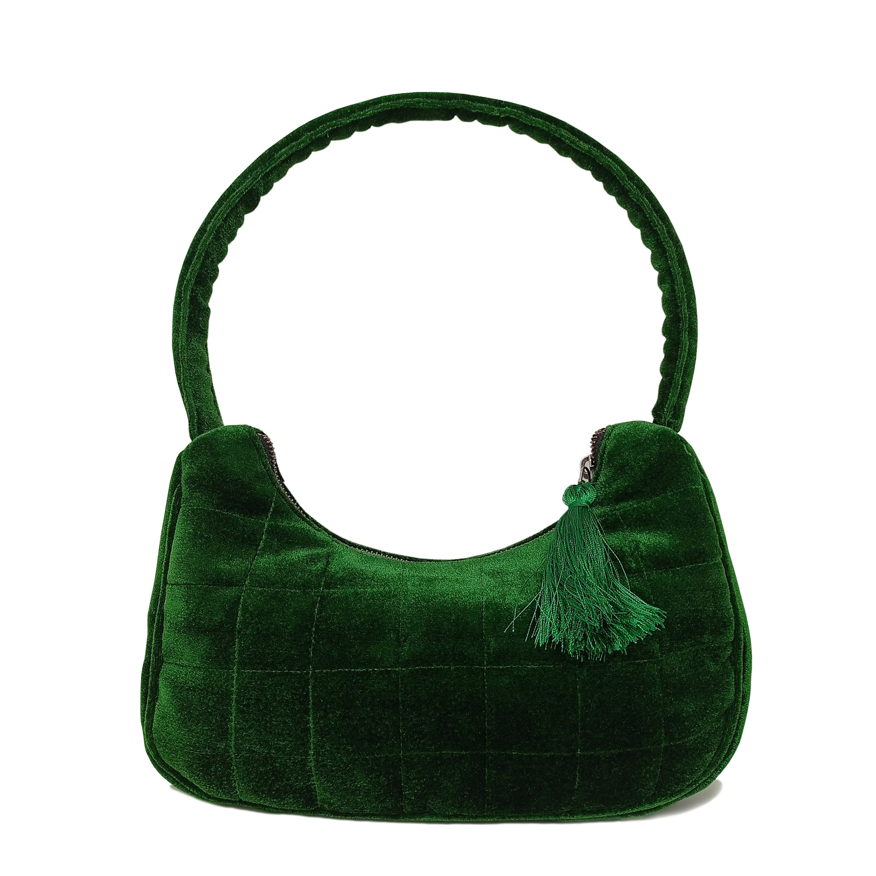 Emerald Velvet Evening Purse – Quilted Party Clutch