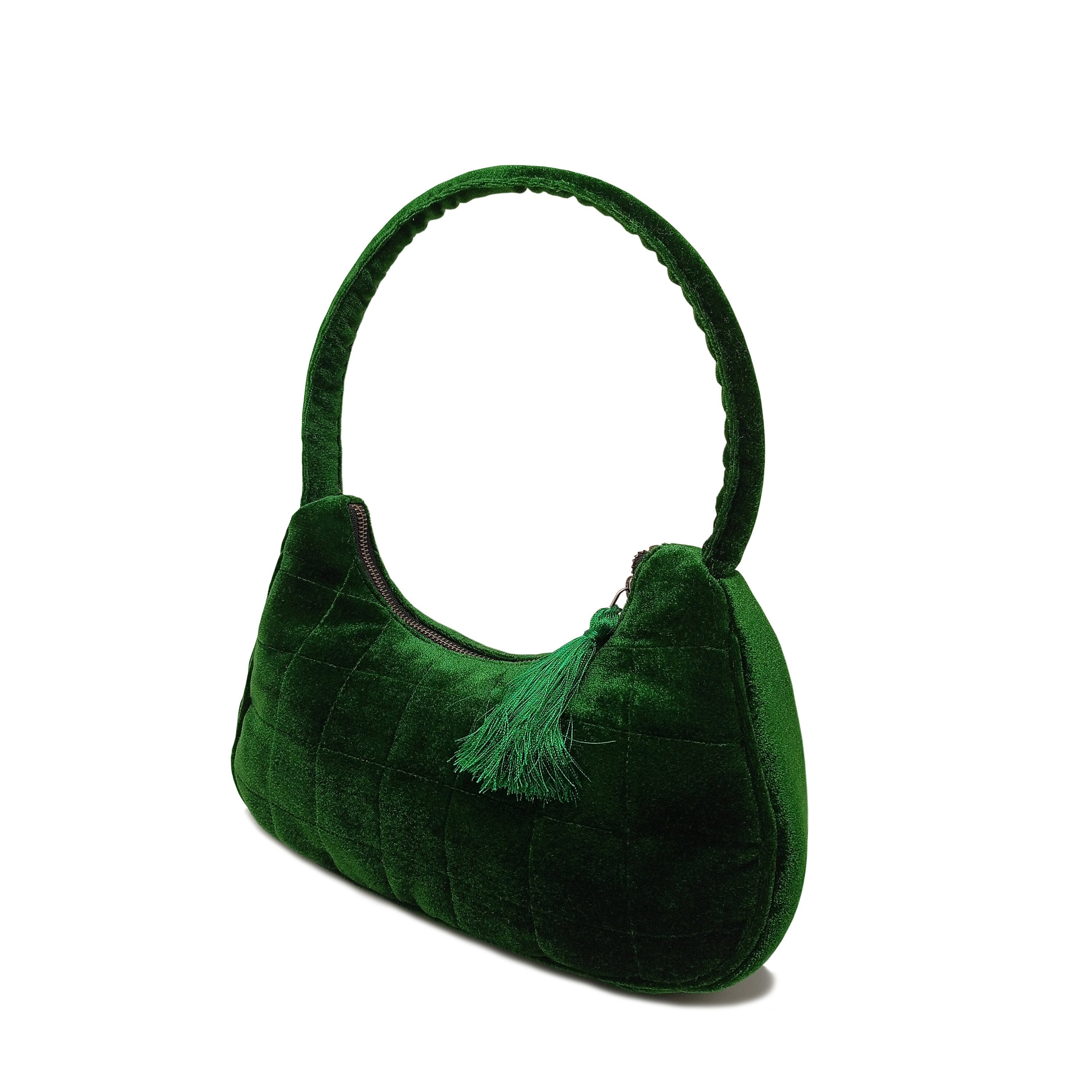 Emerald Velvet Evening Purse – Quilted Party Clutch