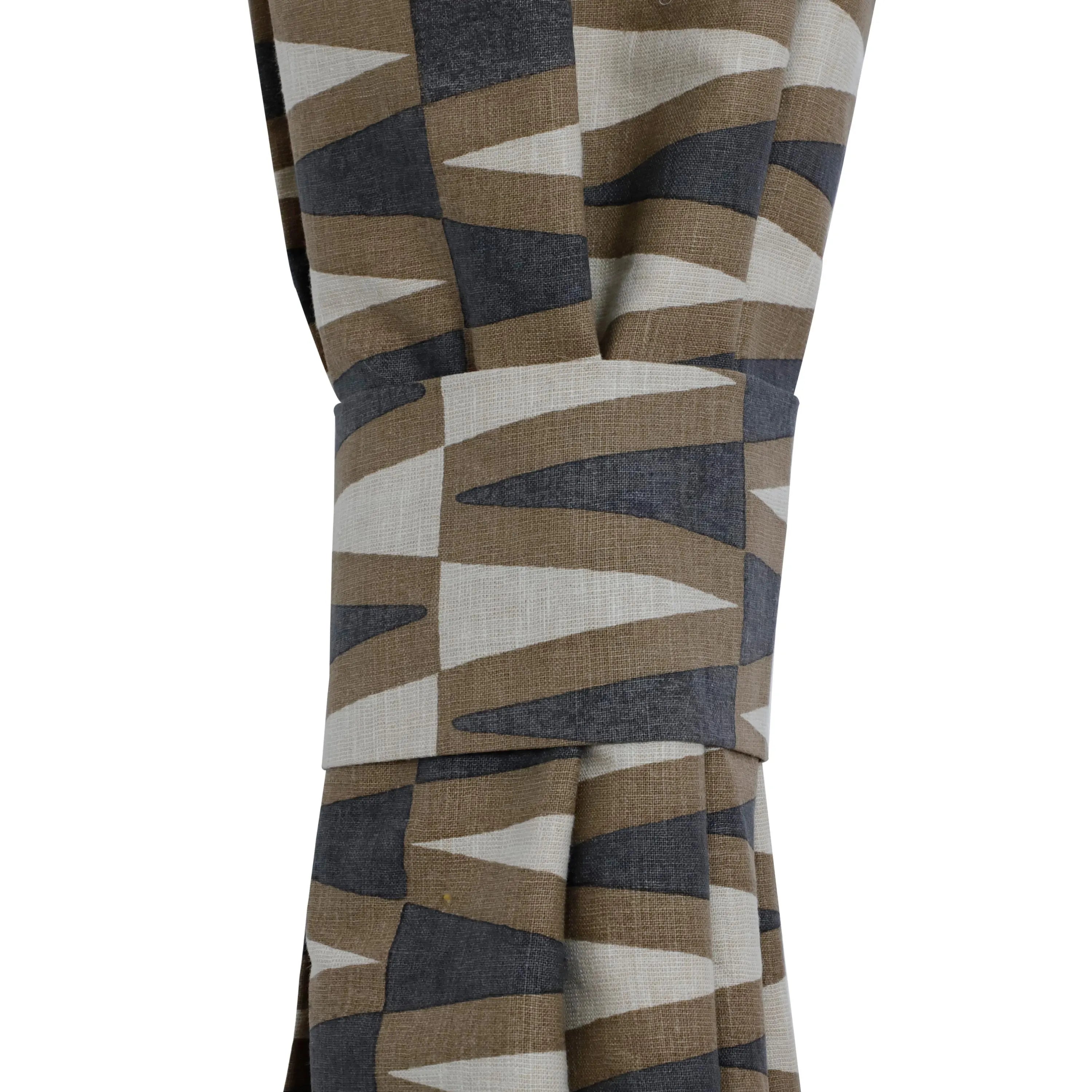 Geometric Linen Curtain Panel with Grommets