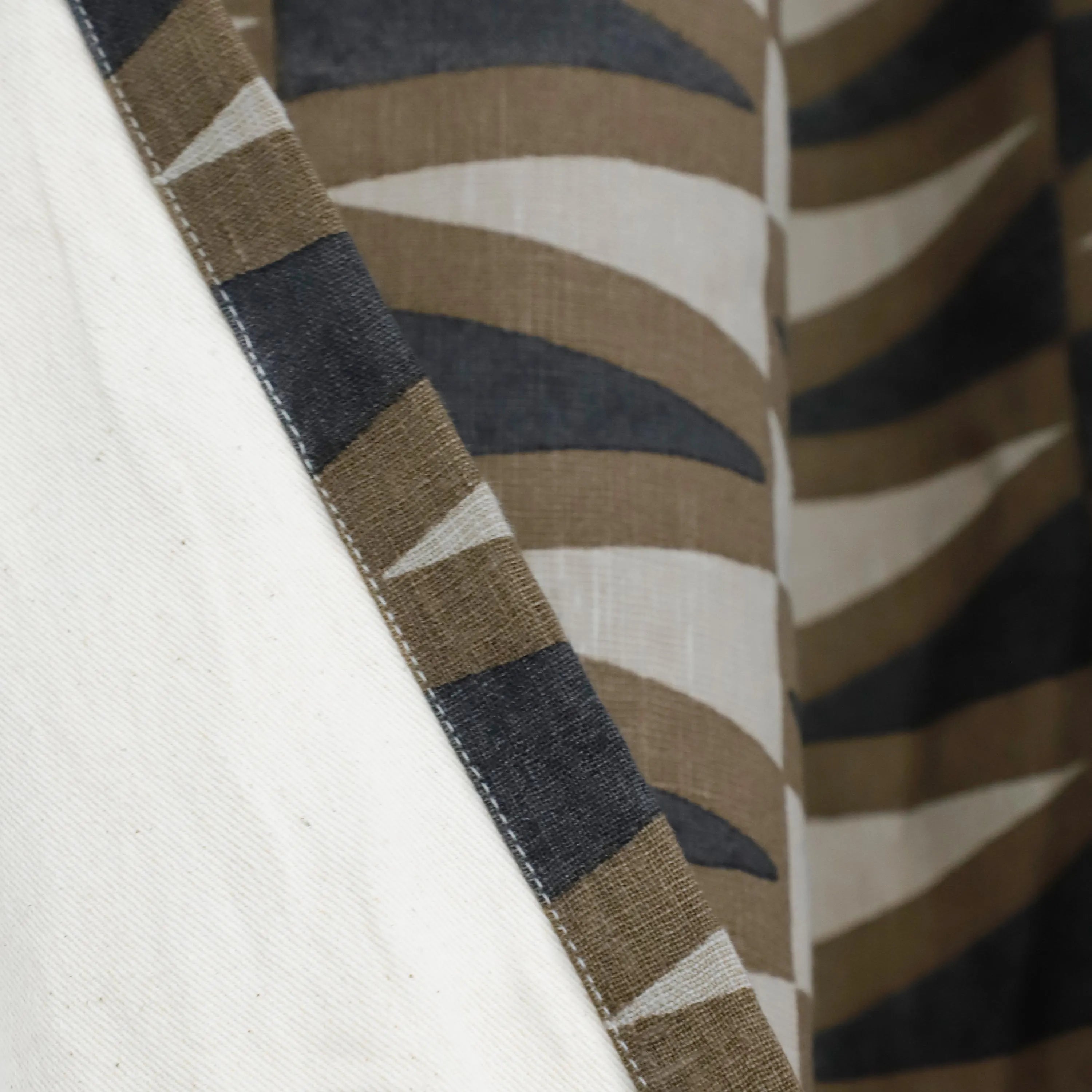 Geometric Linen Curtain Panel with Grommets