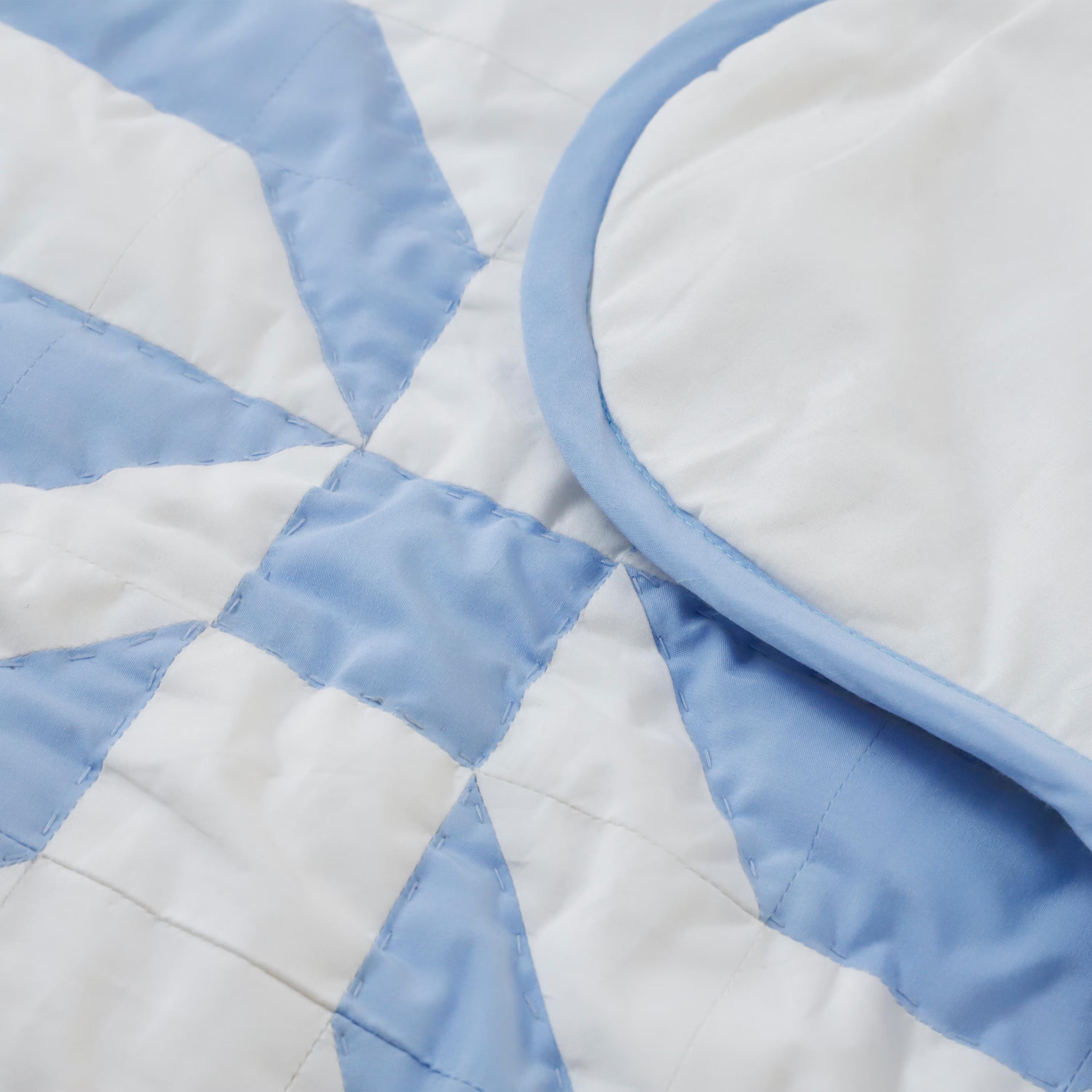 Handmade Blue Bow Patchwork Quilt - Coquette & Cottagecore Cotton Bedding | Dorm Room, Teen & Nursery Décor