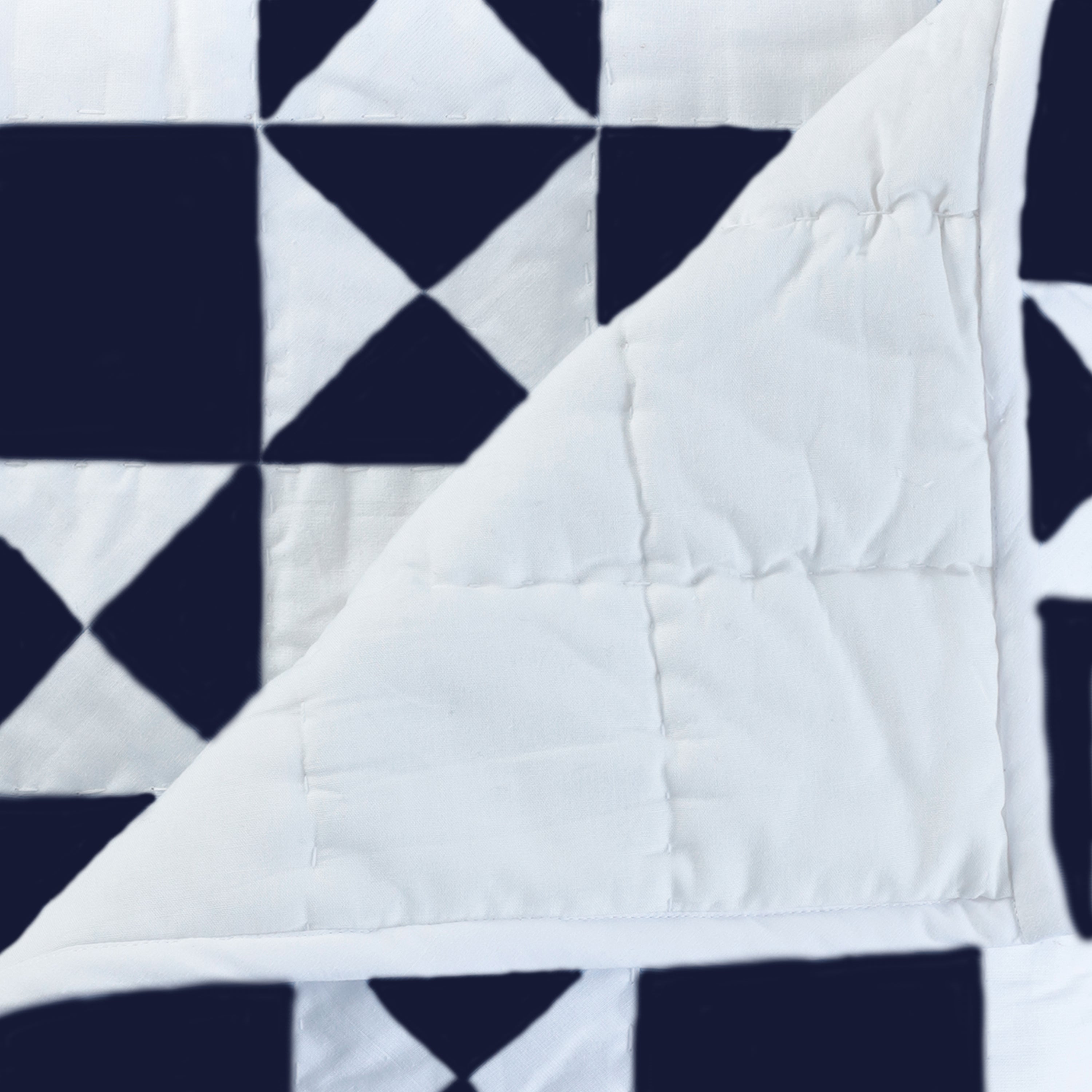 Handmade Blue White Cotton Quilt Bedspread Geometric Patchwork Bedding