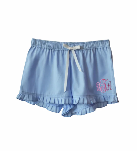 Customized Monogrammed Denim Linen Pajama Short