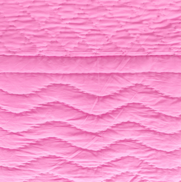 Handmade Pink Wave Stitch Quilt: Scalloped Reversible Cotton Blanket