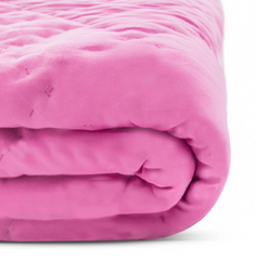 Handmade Pink Wave Stitch Quilt: Scalloped Reversible Cotton Blanket