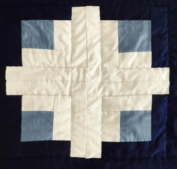 Handmade Navy Blue Plus Patchwork Quilt