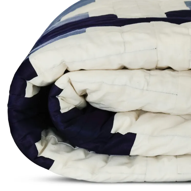 Handmade Navy Blue Plus Patchwork Quilt