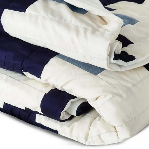 Handmade Navy Blue Plus Patchwork Quilt