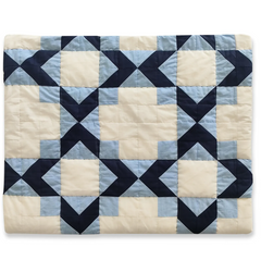 Handmade Kaleidoscope Patchwork Quilt - Navy And Ivory Cotton
