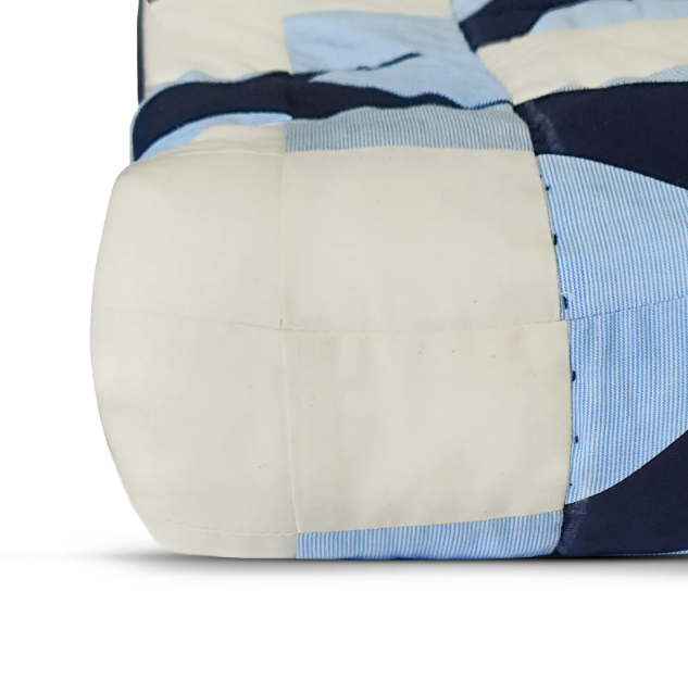 Handmade Kaleidoscope Patchwork Quilt - Navy And Ivory Cotton