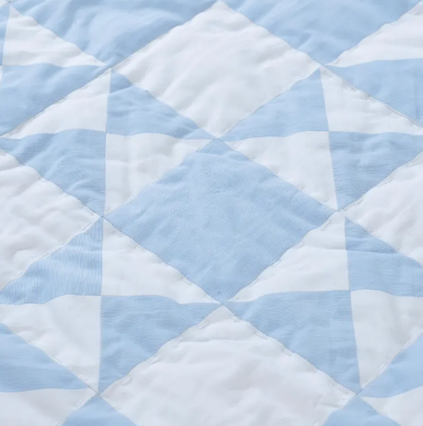 Handmade Blue White Cotton Quilt Bedspread Geometric Patchwork Bedding