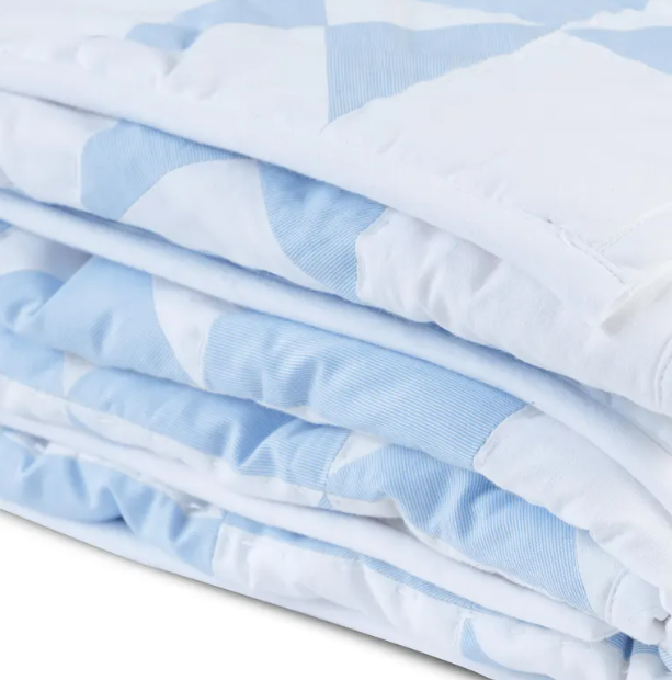 Handmade Blue White Cotton Quilt Bedspread Geometric Patchwork Bedding