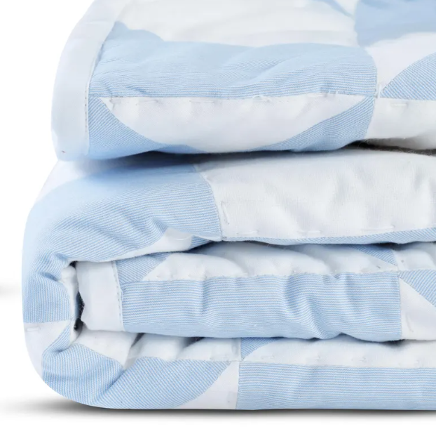 Handmade Blue White Cotton Quilt Bedspread Geometric Patchwork Bedding
